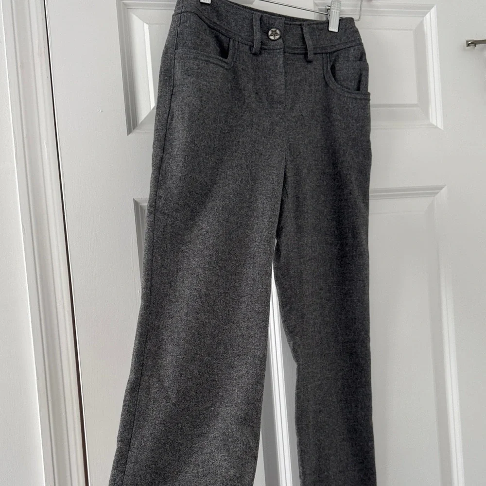 Vintage CHANEL 100% Wool Gray Straight Leg Pants - Picture 3 of 13